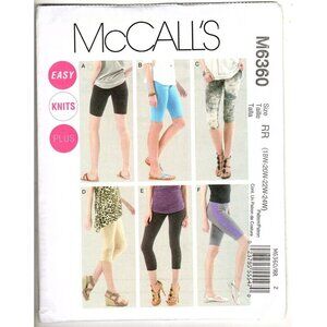 McCall's M6360 Womens 18W to 24W Leggings, Shorts, Capris Uncut Sewing Pattern